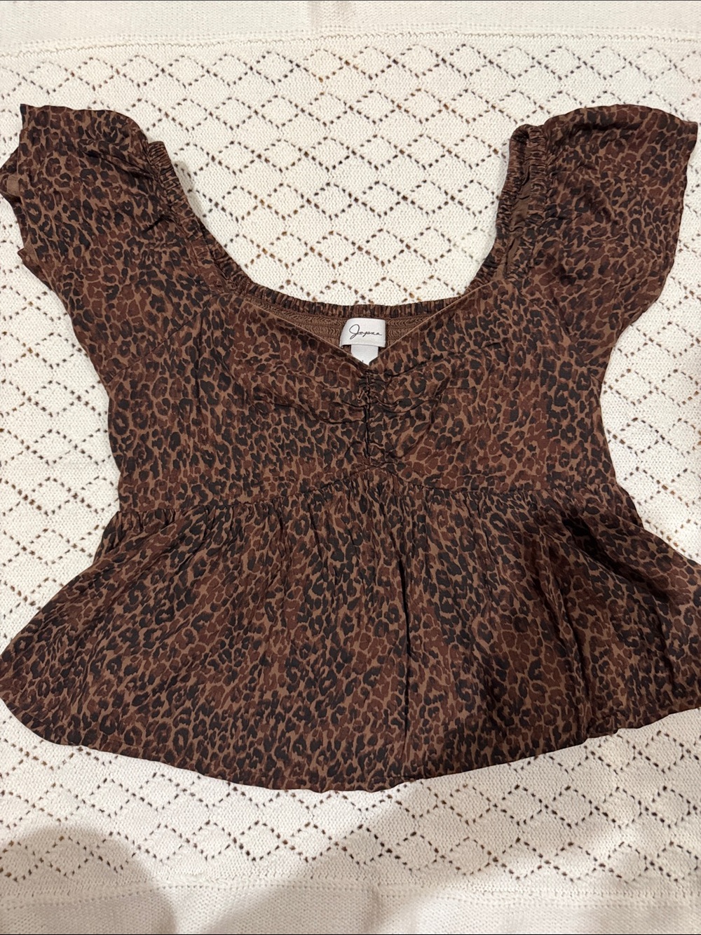 Joie Brown Leopard-Print Peplum Blouse